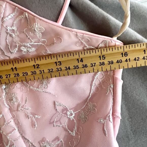 Vintage 90s Y2K Romantic Pink Maxi Formal Dress Beaded Layered Satin Gown SMALL - Picture 12 of 14